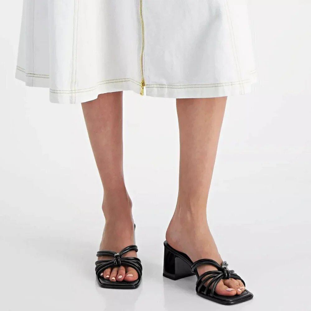 Michael Kors Women's Astra Black Leather Strappy Sandals Size 6.5 (MSRP $145)
